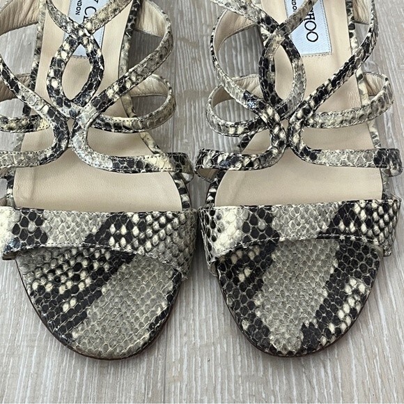 Jimmy Choo Snake Skin Low Heel Wedge Sandals Size 36 1/2 - Picture 3 of 11